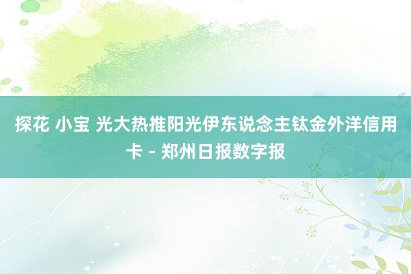 探花 小宝 光大热推阳光伊东说念主钛金外洋信用卡－郑州日报数字报