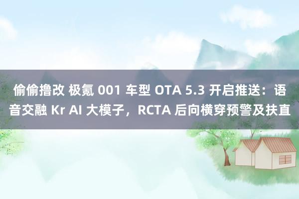 偷偷撸改 极氪 001 车型 OTA 5.3 开启推送：语音交融 Kr AI 大模子，RCTA 后向横穿预警及扶直