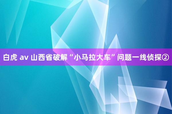白虎 av 山西省破解“小马拉大车”问题一线侦探②