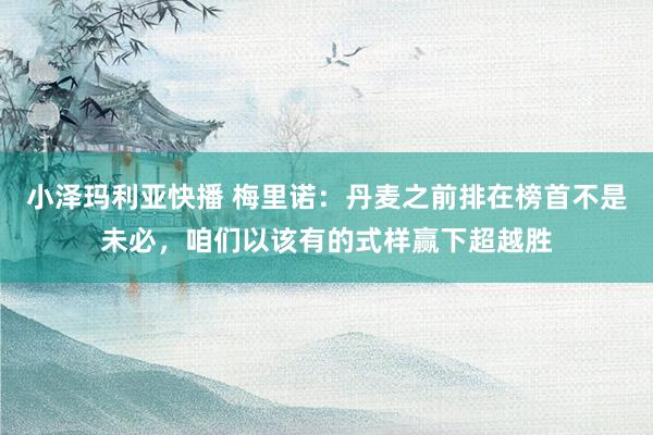 小泽玛利亚快播 梅里诺：丹麦之前排在榜首不是未必，咱们以该有的式样赢下超越胜