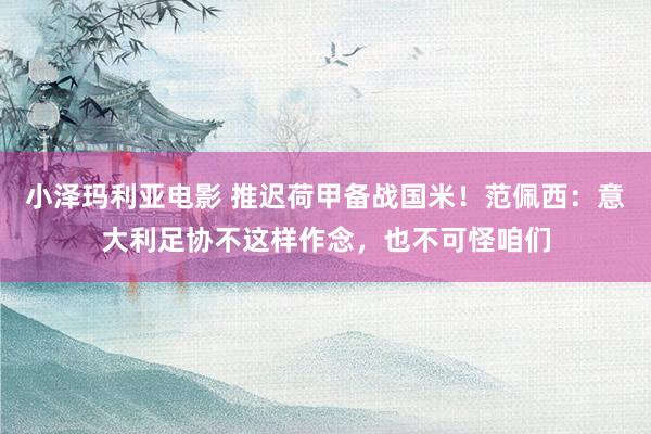 小泽玛利亚电影 推迟荷甲备战国米！范佩西：意大利足协不这样作念，也不可怪咱们