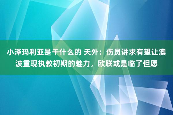 小泽玛利亚是干什么的 天外：伤员讲求有望让澳波重现执教初期的魅力，欧联或是临了但愿